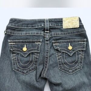 True Religion Blue Denim Jeans with Gold Accents